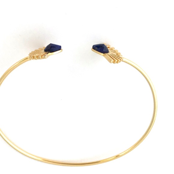 Fan Bangle with Navy Marbelized Stone - Picture 6 of 8